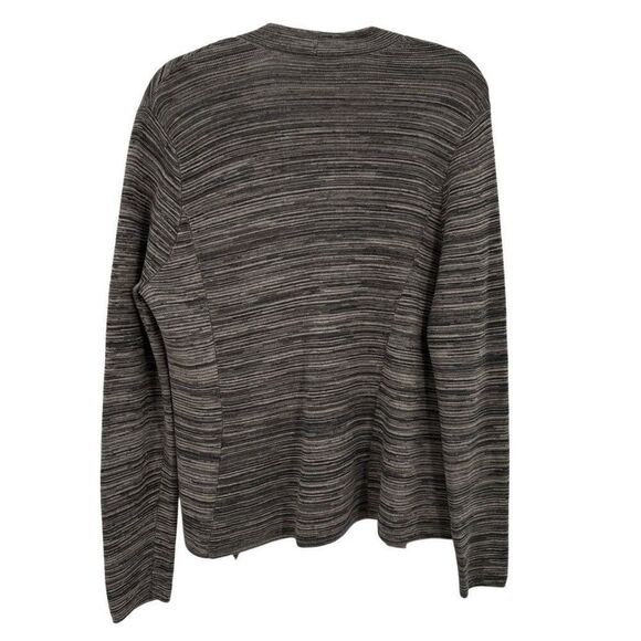 Eileen Fisher Open Front Organic Cotton Cardigan Sweater Gray/White Medium - Picture 4 of 5